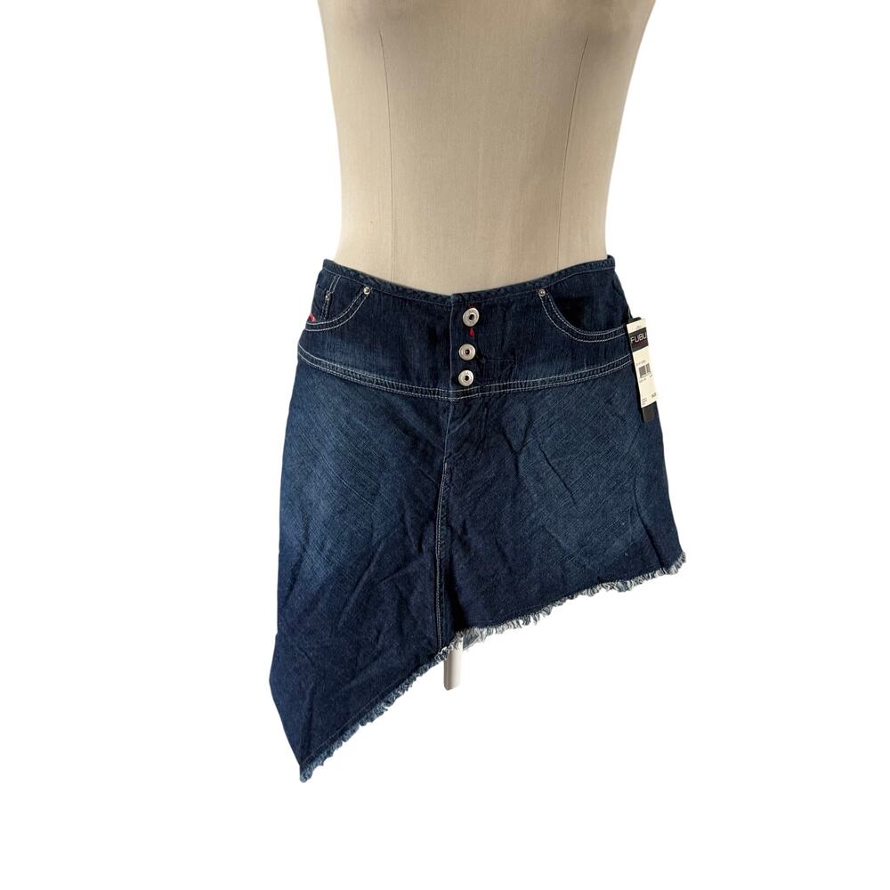 NWT Vtg Y2K 2000s Fubu Asymmetrical Denim Mini Skirt 8 Going Out